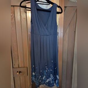 St Johns Bay Elegant Blue Floral Maxi Dress Medium